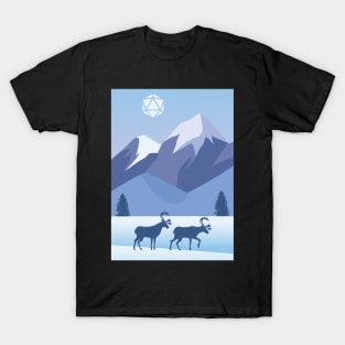 Snowy Mountain Landscape Polyhedral Dice Sun T-Shirt